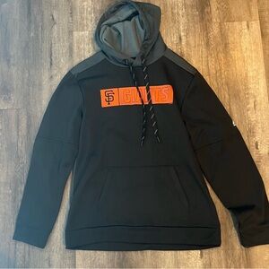 NWOT MAJESTIC UNSEX MEDUIM SAN FRANCISCO GIANTS GRAPHIC HOODIE BLK & ORANGE